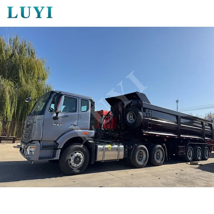 3-เพลา U-ประเภทไฮดรอลิกด้านหลัง-รถกึ่งพ่วงดัมพ์