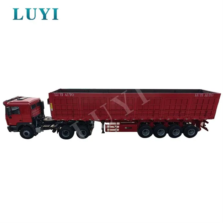 รถกึ่งพ่วงดั๊มพ์ด้านข้างสีแดงกำลังแรงสูง